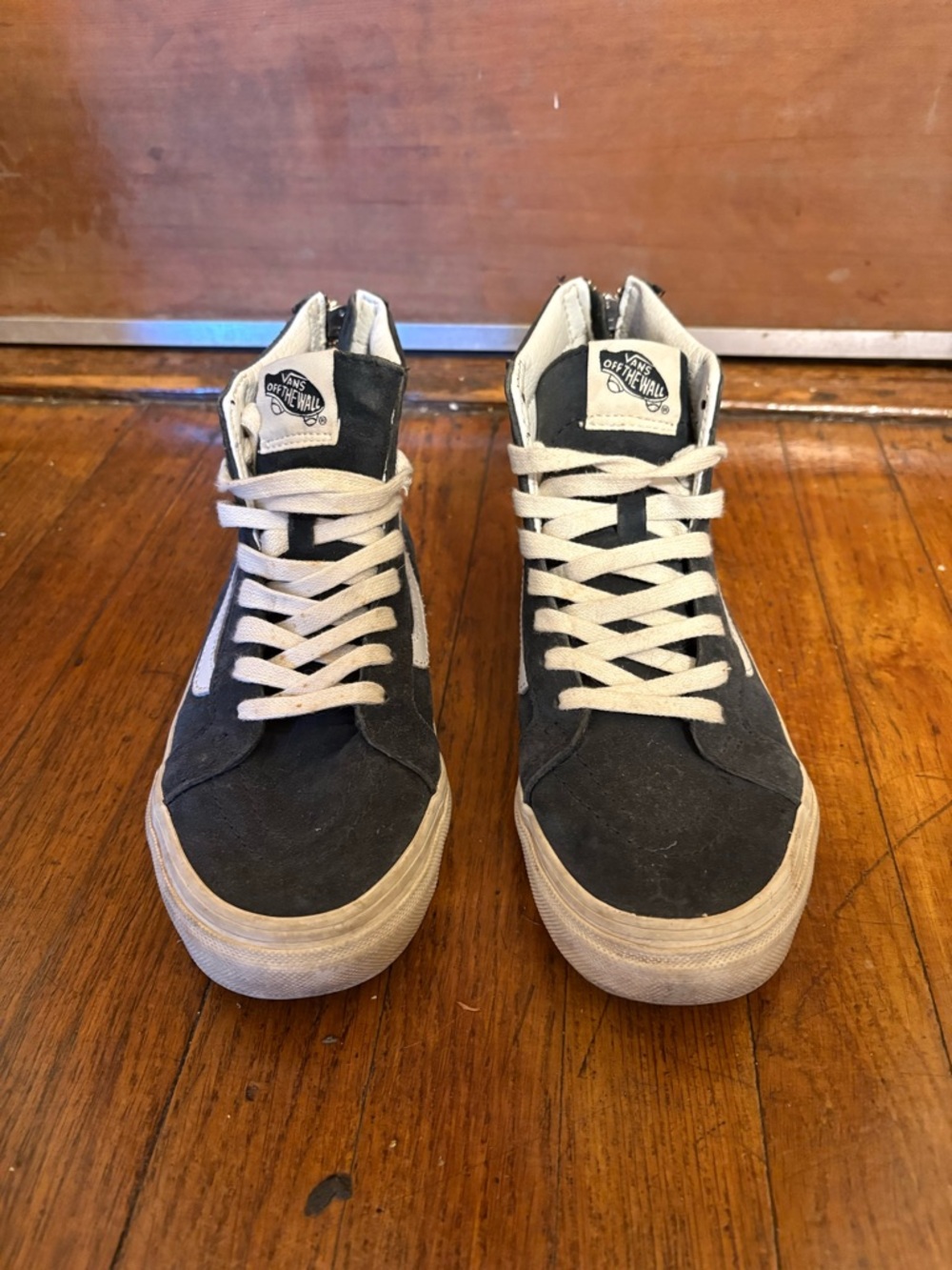 Vans Navy Blue and White High-Top Sneakers